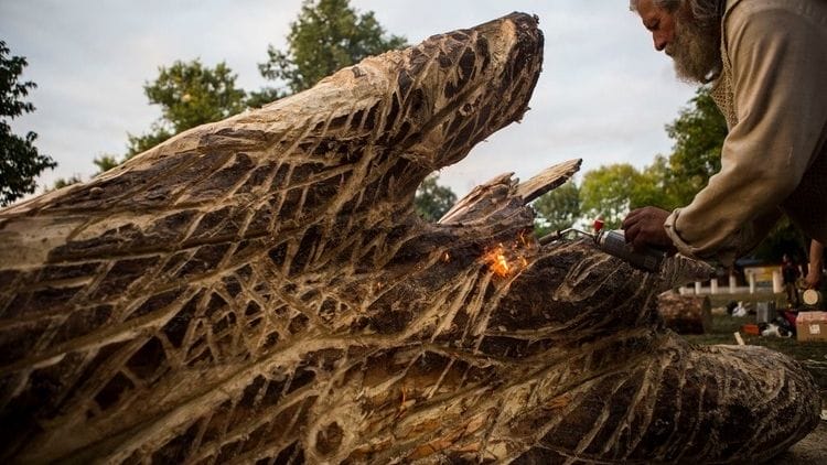 В київському парку Муромець відкрили нову пам'ятку: Алея дерев’яних фігур