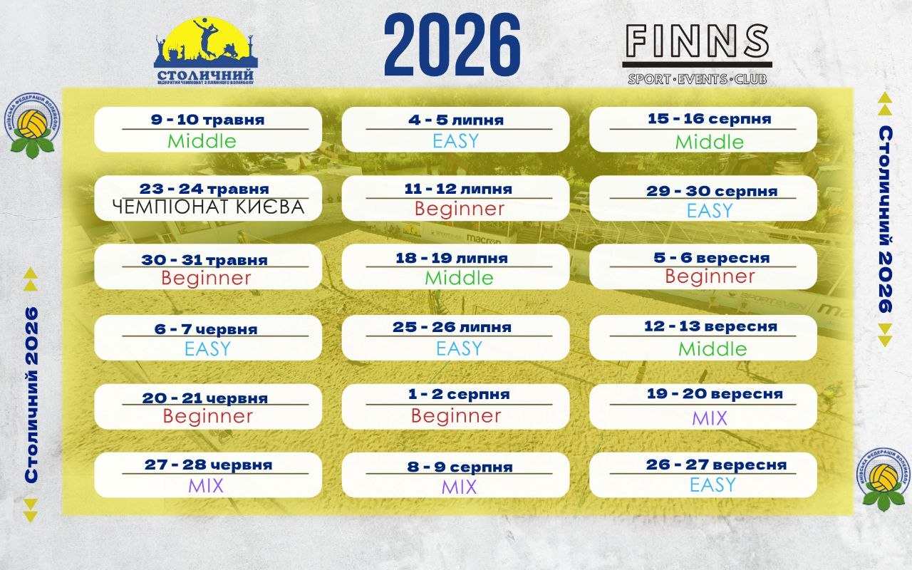 Столичний 2026: календар турнірів з пляжного волейболу в Ікспарку
